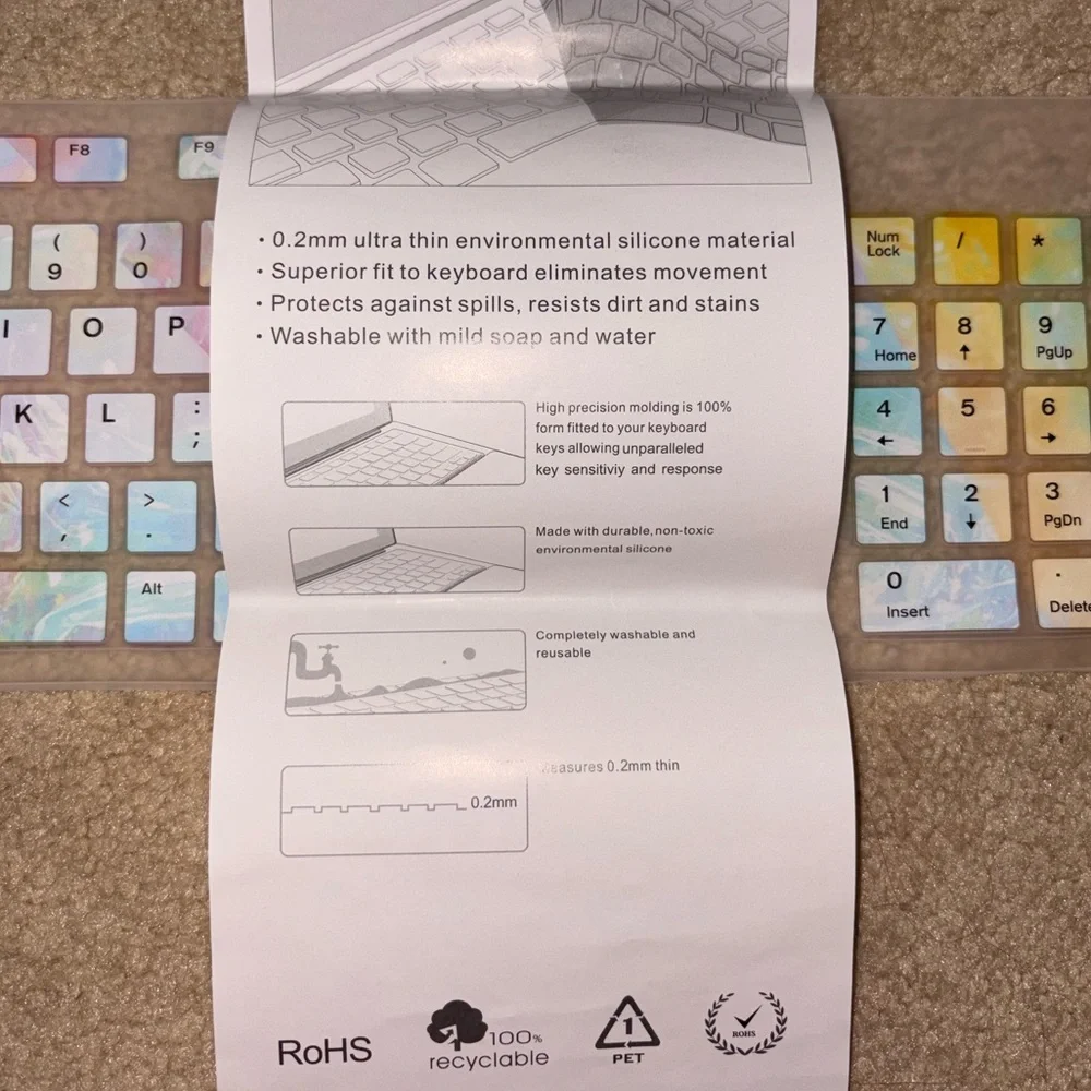 Slim Keyboard Skin with Rainbow Design